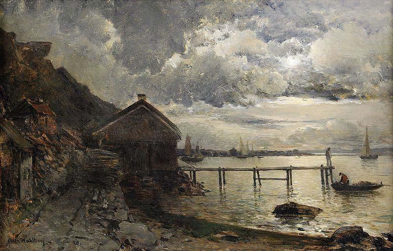 Alfred Wahlberg Moonlight, Fjallbacka oil painting picture